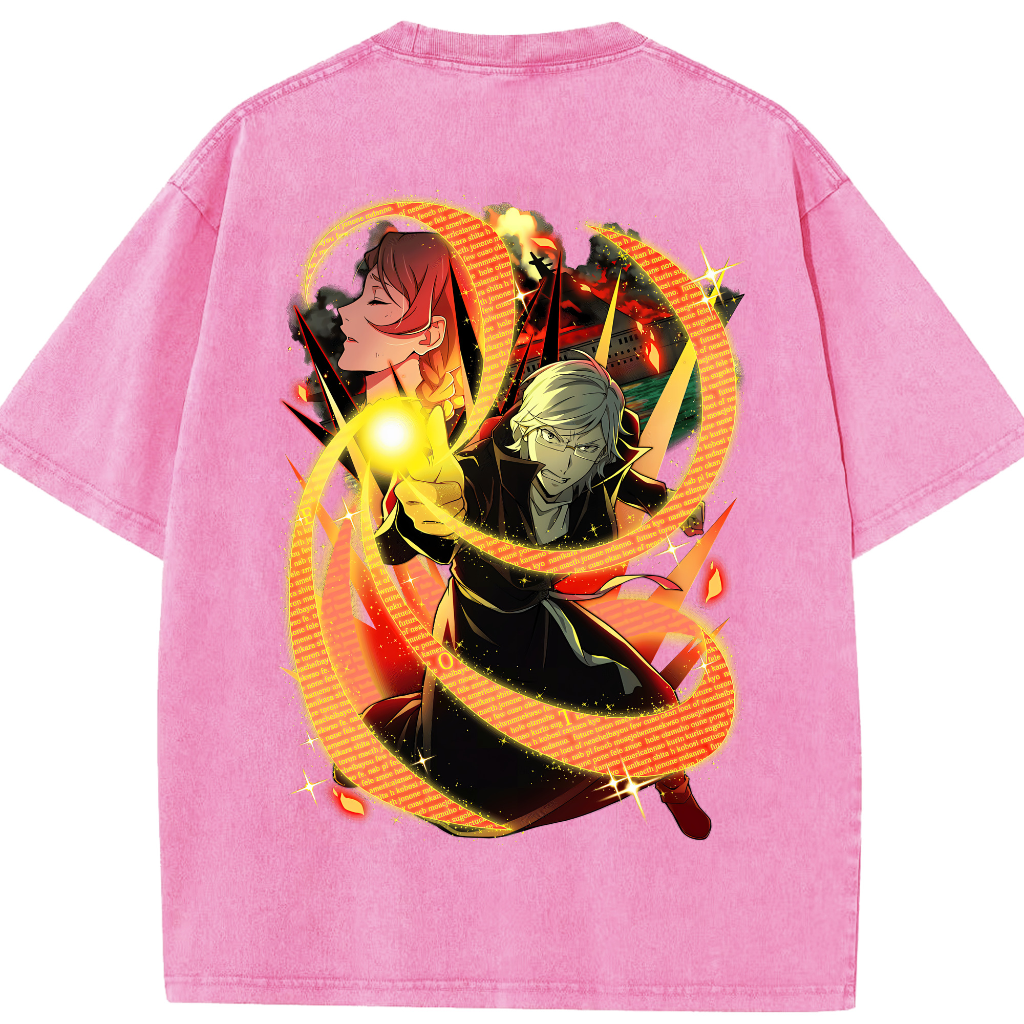 （画像用） 文豪ストレイドッグス Bungo Stray Dogs 綿100% ヴィンテージ風 半袖Tシャツ（背面プリント）